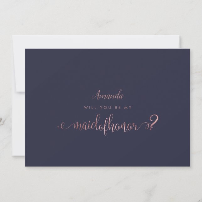 Invitation PixDezines Faux Rose Maid of Honor (Devant)