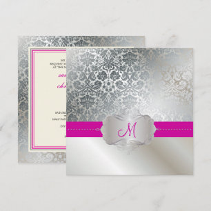 Invitation PixDezines FAUX SILVER DESIREE DAMASK/DO-IT-YOURSE