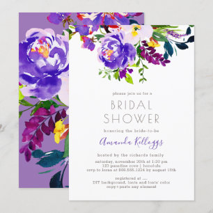 Invitation PixDezines Fête des mariées aquarelle florale, vio