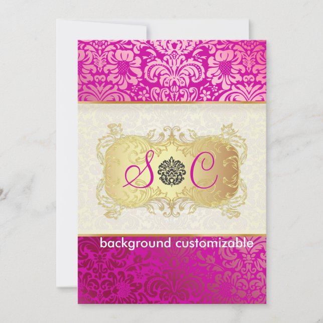 Invitation PixDezines Fidora Damask Vintage (Devant)