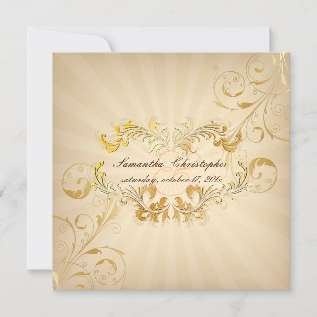 Invitation PixDezines Filigree+Gold+Vintage (Devant)
