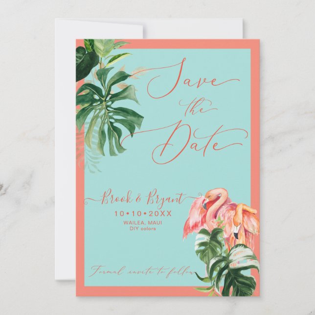 Invitation PixDezines Flamants roses Tropical Rose do-it-your (Devant)