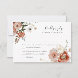 Invitation PixDezines Fleurs d'aquarelle d'automne Marsala RS