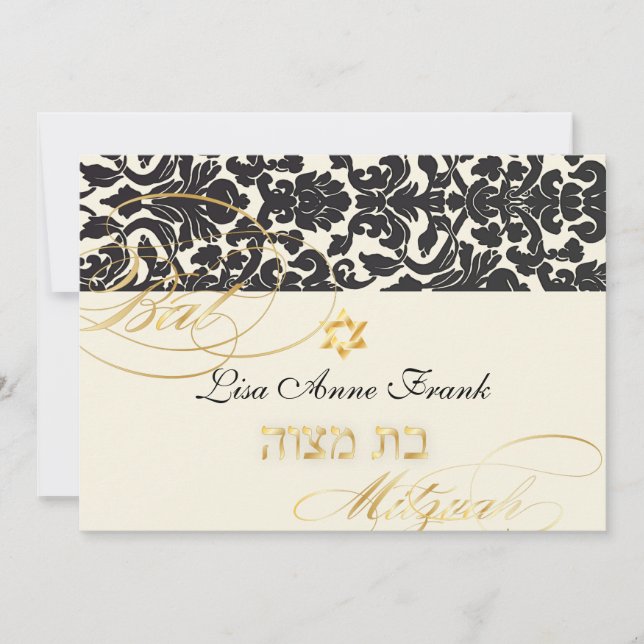 Invitation PixDezines Flora Damask, couleur Bat mitzvah/DO-IT (Devant)