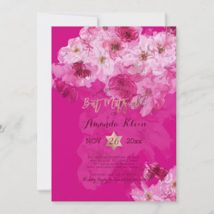 Invitation PixDezines Floral Watercolor Bat mitzvah