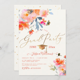 Invitation PixDezines Floral Watercolor Graduation Party