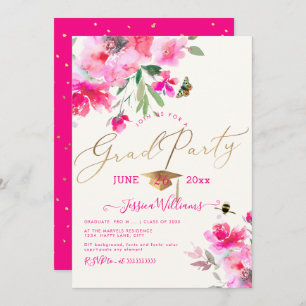 Invitation PixDezines Floral Watercolor Graduation Party