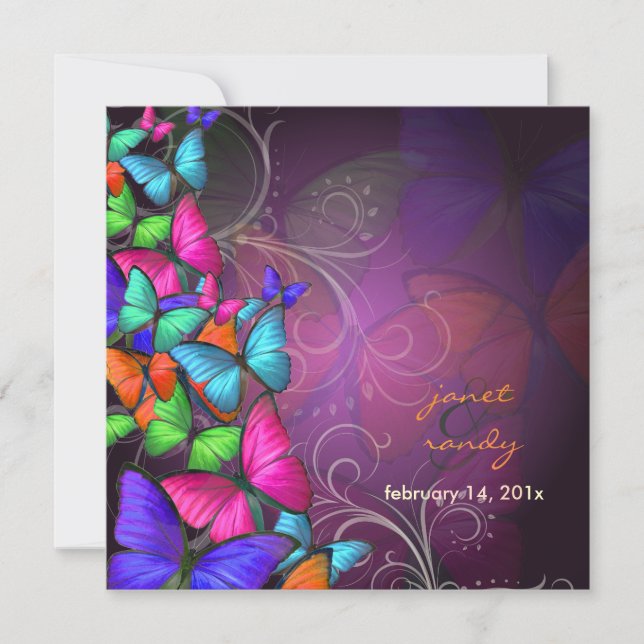 Invitation PixDezines Fluttering By/Neon color/prum (Devant)