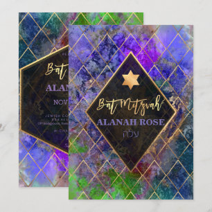 Invitation PixDezines Galaxy Bat mitzvah géométrique Abstrait
