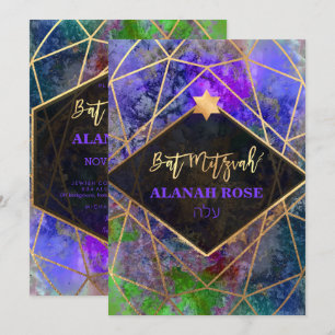 Invitation PixDezines Galaxy Bat mitzvah géométrique Abstrait