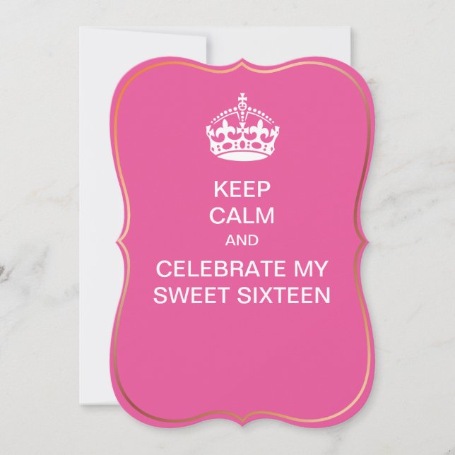 Invitation PixDezines gardez votre calme/Sweet 16 (Devant)
