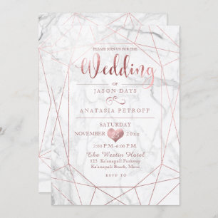 Invitation PixDezines Gemstone+Marble/Rose Gold/Mariage