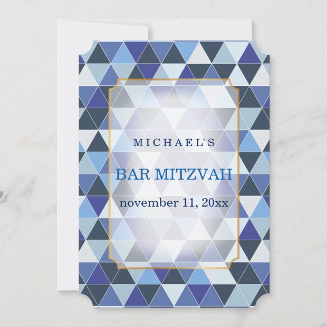 Invitation PixDezines géométrique motif mitzvah/bleu (Devant)
