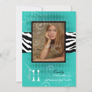 Invitation PixDezines Graduation, Arlequin Turquoise