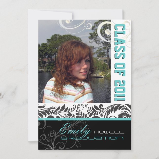 Invitation PixDezines Graduation, Bellissimo Damask (Devant)