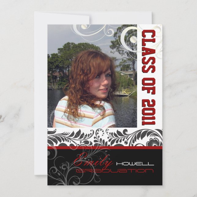 Invitation PixDezines Graduation, Bellissimo Damask (Devant)