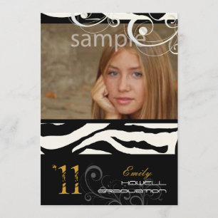 Invitation PixDezines Graduation, Zebra Print