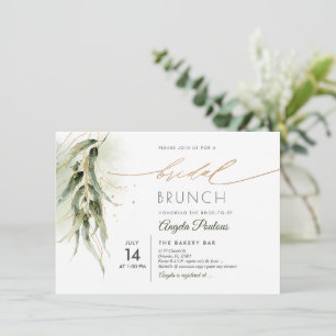 Invitation PixDezines Green Gold Eucalyptus Bridal Brunch