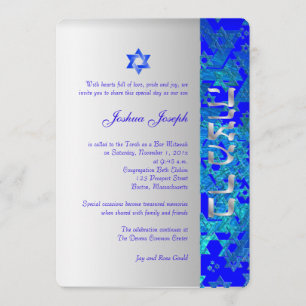Invitation PixDezines grunge stars/Mitzvah/blue/silver