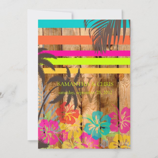 Invitation PixDezines Grunge tropical/thème de plage/couleurs (Devant)