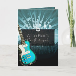 Invitation PixDezines Guitare turquoise/photo/bar mitzvah