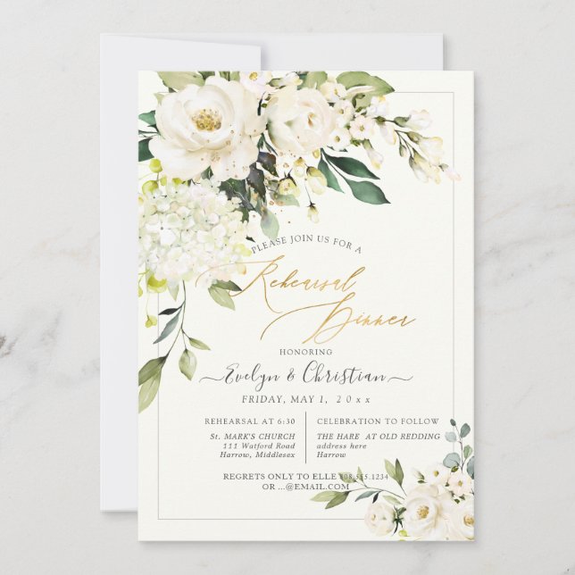 Invitation PixDezines H2 Albâtre Dîner de répétition Rose (Devant)