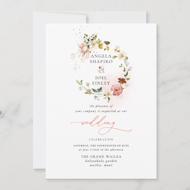 Invitation PixDezines H2 Automne Fleurs Jardin Boho Mariage (Devant)