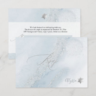 Invitation PixDezines H2 Bleu Poussiéreux Encre+Alcool Mitzva