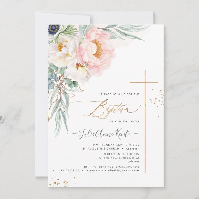 Invitation PixDezines H2 Blush Blanc+Blush Pivoines Baptême (Devant)