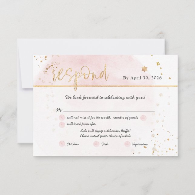 Invitation PixDezines H2 Blush Pink Cotton Candy Mitzvah RSVP (Dos)