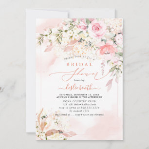Invitation PixDezines H2 Blush Roses Hydrangea Fête des marié