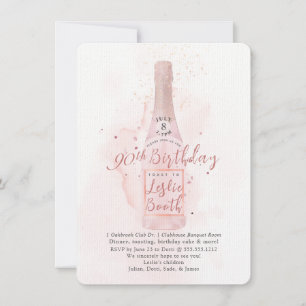 Invitation PixDezines H2 Champagne rose 90 Anniversaire