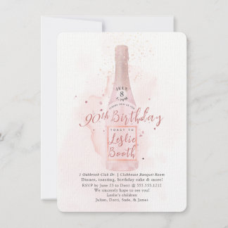Invitation PixDezines H2 Champagne rose 90 Anniversaire