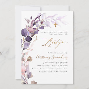 Invitation PixDezines H2 Dusty Purple Gum Eucalyptus Bautizo