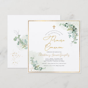Invitation PixDezines H2 Eucalyptus Première Communion