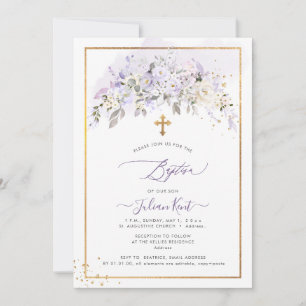 Invitation PixDezines H2 Fleurs de Lilas Violet Baptême