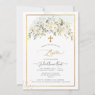 Invitation PixDezines H2 Roses Alabaster Baptême