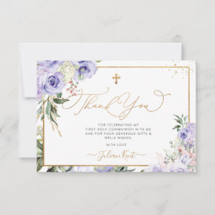 Invitation PixDezines H2 Roses Violettes Communion Remercieme