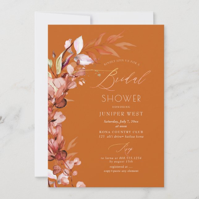 Invitation PixDezines H2 Rust Automne Eucalyptus Baby Shower (Devant)