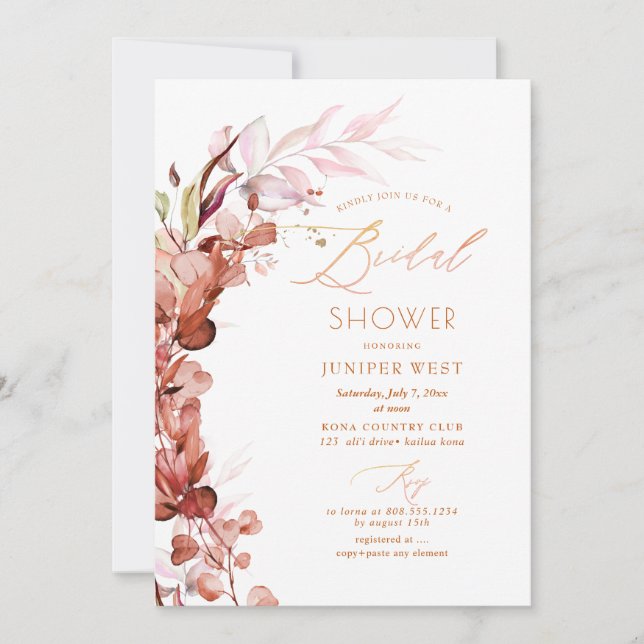 Invitation PixDezines H2 Rust Automne Eucalyptus Baby Shower (Devant)