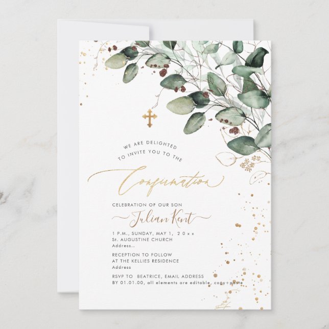 Invitation PixDezines H2 Rustique Eucalyptus Gomme Confirmati (Devant)