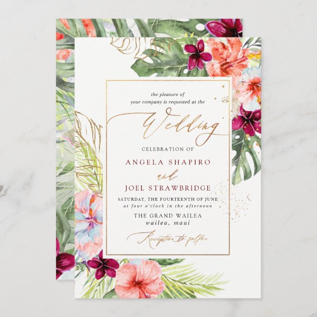 Invitation PixDezines H2 Tropical Paradise Brunch Bubbly (Devant / Derrière)