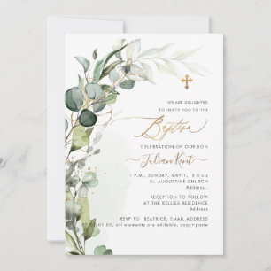 Invitation PixDezines H2 Verdure Gomme Foliage Premier Baptêm