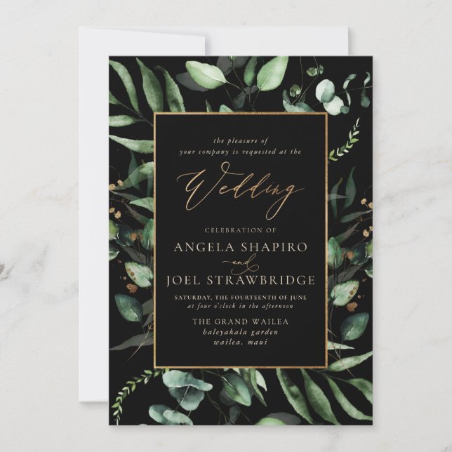 Invitation PixDezines H2 Vert Eucalyptus Rustique (Devant)