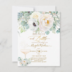 Invitation PixDezines H2 White Peonies Anemone Brunch Bubbly
