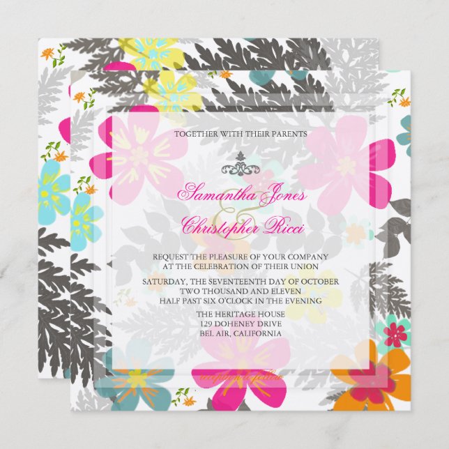 Invitation PixDezines HAWAIIAN JUNGLE/DO-IT-YOURSELF BCKGRND/ (Devant / Derrière)