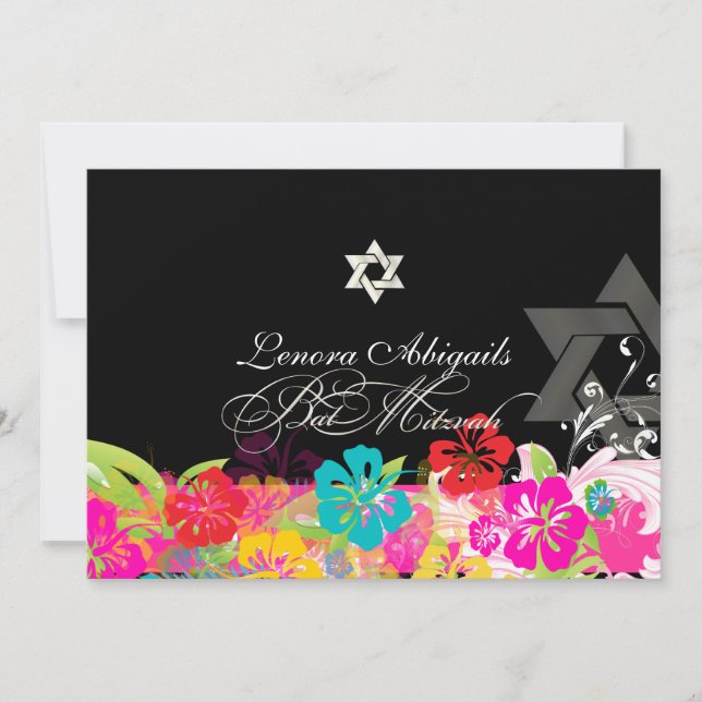 Invitation PixDezines hibiscus/Bat mitzvah (Devant)