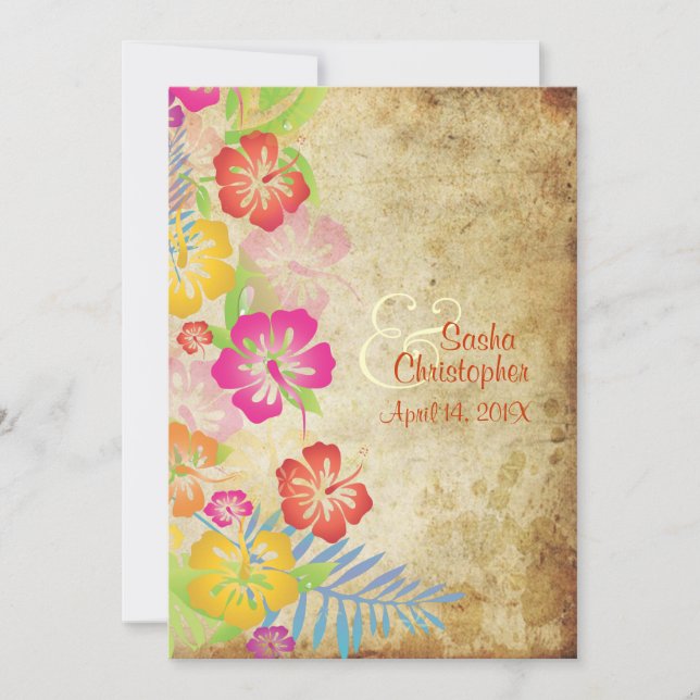 Invitation PixDezines HIBISCUS/DO-IT-YOURSELF VINTAGE HAWAIIA (Devant)
