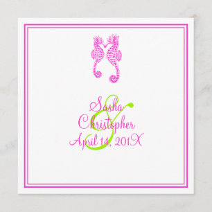 Invitation PixDezines hippocampe/citron vert/rose/DO-IT-YOURS