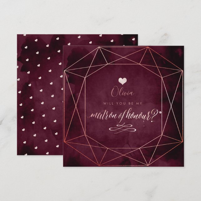 Invitation PixDezines Iridescente Blush Pink+Garnett, Matron (Devant / Derrière)